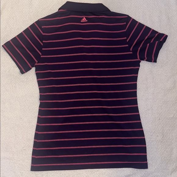 Adidas Women's Button Down Shirt - Black and Pink Stripes - Picture 3 of 4